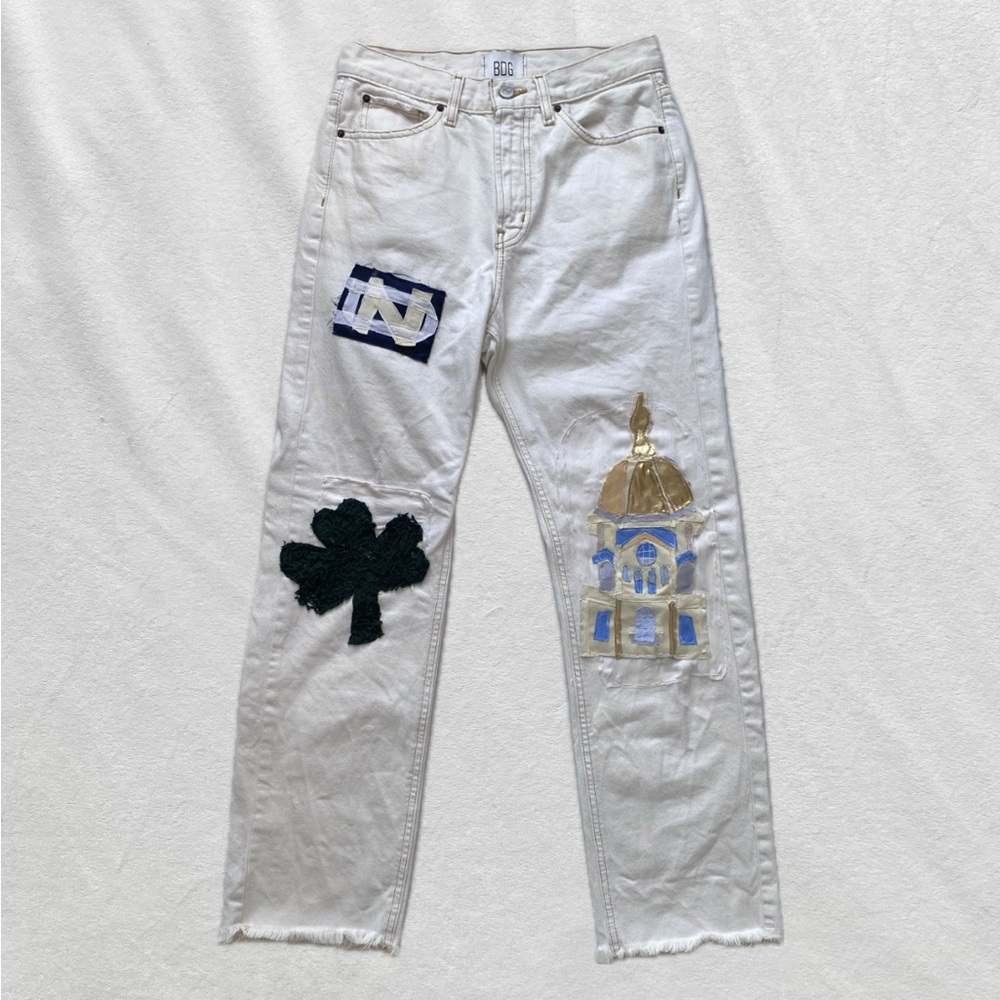 reworked patchwork Notre Dame pants with Embroidered Patches
